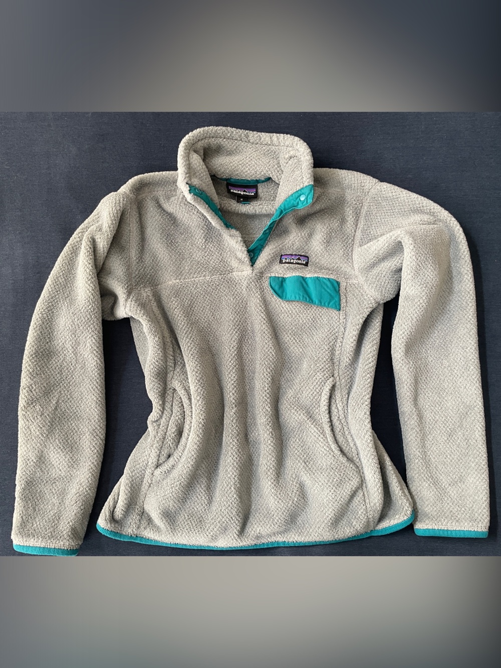 Patagonia Gray Fleece Jacket with Teal Trim